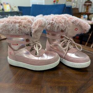 Swisstech Waterproof Pink Girl's Winter Boots Lace Up Fluffy Size 1